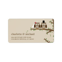 Hiboux d'amour épousant des étiquettes de adresse étiquettes d’adresse