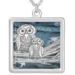 Hiboux de denim pendentif personnalisé