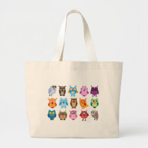 Hiboux mignons colorés sacs en toile