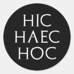 hic haec hoc Latein latin Round Sticker