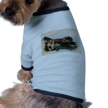hidden village colour landscape dog tee shirt