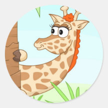 Hiding giraffe round stickers