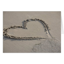 High angle view of a heart shape on the beach cards