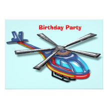 High Flying Helicopter Birthday Party Announcements