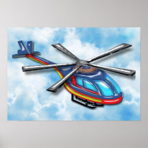High Flying Helicopter Poster