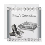 High Heel Shoes Princess Tiara White Quinceanera invitations
