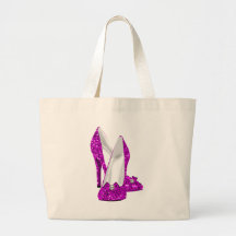 High Heel Shoes Stileto Glitter Pink Canvas Bags