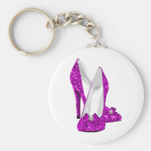 High Heel Shoes Stileto Glitter Pink Keychains