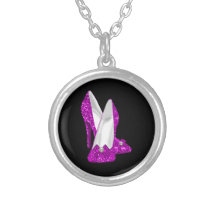 High Heel Shoes Stileto Glitter Pink Necklaces