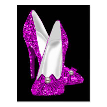 High Heel Shoes Stileto Glitter Pink Post Card