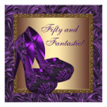 High Heel Shoes Womans Purple 50th Birthday Party Custom Invite