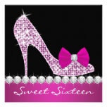 High Heels Hot Pink Sweet Sixteen Birthday Party Invite