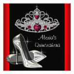 High Heels Tiara Red Black Quinceanea Announcement