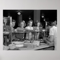 High School Girls, 1940s Poster