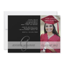 High School Grad Photo Graduation Invitation Black