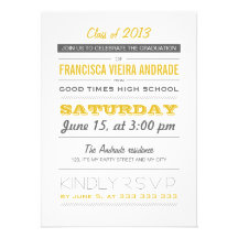 High School Graduation Party Photo Yellow Gray Personalized Invites