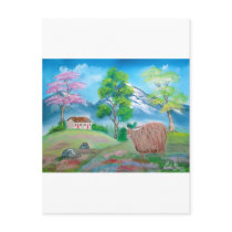 HIGHLAND COW FOLK PAINTING POSTCARD