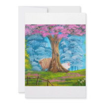 HIGHLAND COW SHEEP FOLK PAINTING PERSONALIZED INVITES