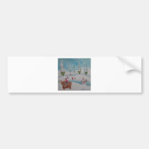 Highland cow snowman painting bumper stickers