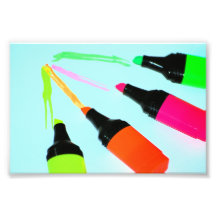 HIGHLIGHTER PENS Neon PINK ORANGE GREEN LIME SCHOO Photographic Print