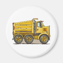 Highway Dump Truck Round Magnet