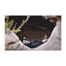 Hiker in Nevada Desert Chilling Out in the Rocks Gallery Wrapped Canvas