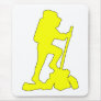 Hiker Silhouette Emblem Graphic Design Backpacker Mousepad