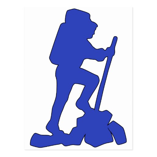 Hiker Silhouette Emblem Graphic Design Backpacker Postcard