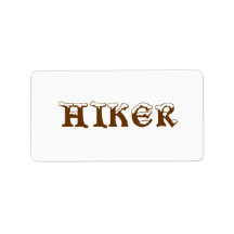Hiker. Snow Top Letters. Brown and White. Custom Address Label