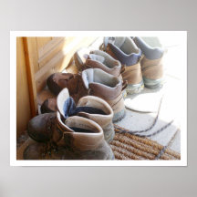 Hiking Boots in a Row Poster