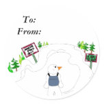 Hiking Snowman Gift Tag stickers
