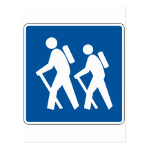 Hiking Street Sign Post Cards