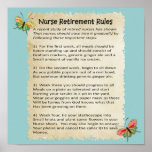 Hilarious "Nurse Retirement Rules" Poster 12x12"