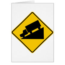 Hill or Steep Grade Warning Highway Sign Cards