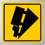 Hill or Steep Grade Warning Highway Sign Print