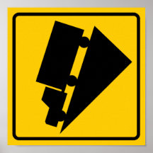 Hill or Steep Grade Warning Highway Sign Print