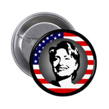 hillary clinton 08. us flag. button
