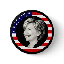 hillary clinton 08. us flag. picturesque. buttons