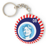 hillary clinton : blue bubbles & red rays : keychain