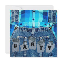 Hillbilly Party! Jean Overalls Plaid and Duct Tape Announcements