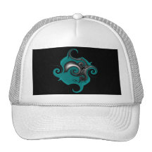 HILLMANIA SKATEBOARD - Hillmania's aqua blue swirl Trucker Hat
