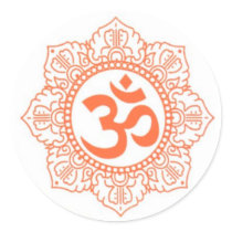 HINDU - BUDDHA SYMBOLS OM,OHM ROUND STICKERS