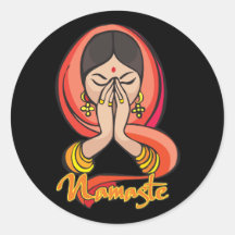 Hindu Namaste Round Stickers