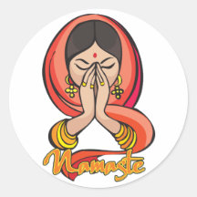 Hindu Namaste Round Stickers