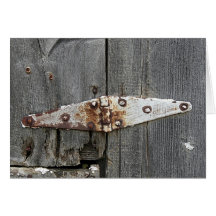 Hinge on Old Barn Wood Greeting Card