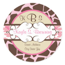 Hip and Chic Animal Print: Pink Round Stickers