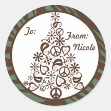 Hip and Chic Holiday Tree Gift Label Stickers
