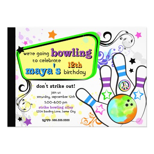 Hip and Colourful Bowling Invitation