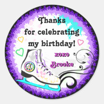 Hip and Colourful Ice Skate Gift Label Sticker