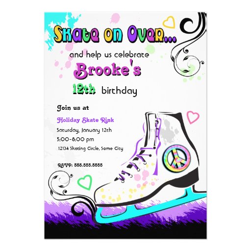 Hip and Colourful Ice Skate Invitation